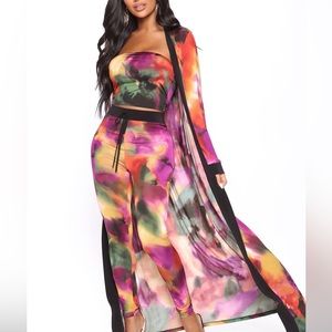 ✨sold✨Fashion Nova 3 Piece Legging Set size L purple/combo High Rise Legging